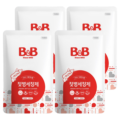 비앤비 액상형 젖병세정제 리필 허브향, 500ml, 4개