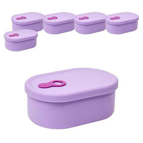 심볼라 실리팝 스팀홀 실리콘 팩 전자레인지 용기 바이올렛, 6개, 200ml