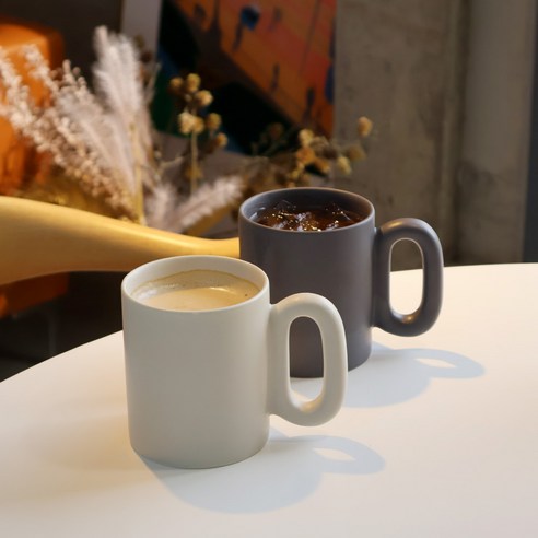 로얄보덴 소피아 무광 머그컵 2종 세트 350ml, 차콜,베이지, 1세트