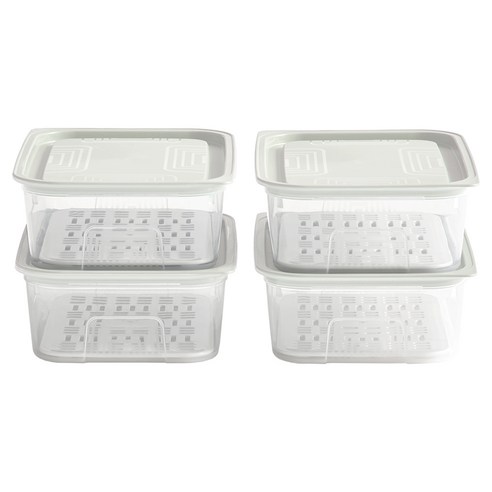 이지앤프리 프레쉬 채반 냉장고 정리용기 세트, 1세트, 1.25L (4P) + 채반 중 4P