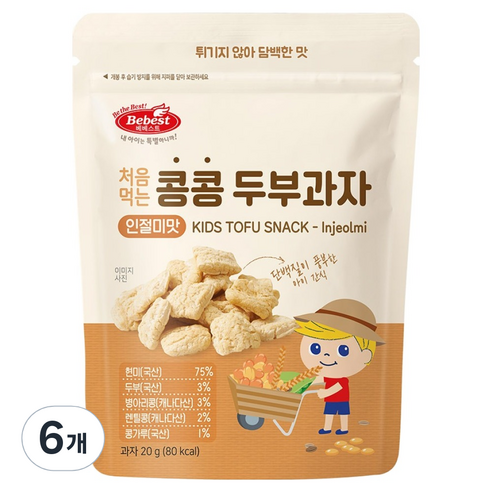 베베스트 처음먹는 콩콩 두부과자, 인절미맛, 6개, 20g