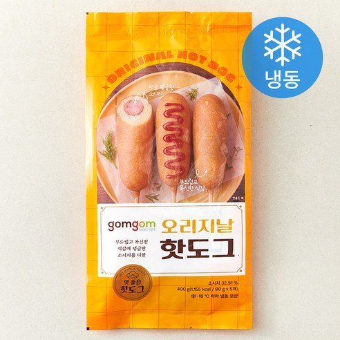 곰곰 오리지날 핫도그 (냉동), 80g, 1개, 5개입