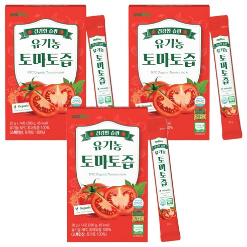 제스티지 NFC 유기농 토마토즙 스틱 14p 280g, 3개 실사용 후기 | 효과 있을까? 썸네일