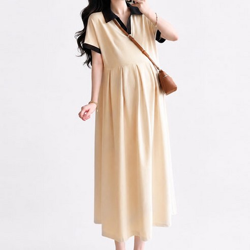 아이캔심플 데일리 배색카라 임산부 원피스