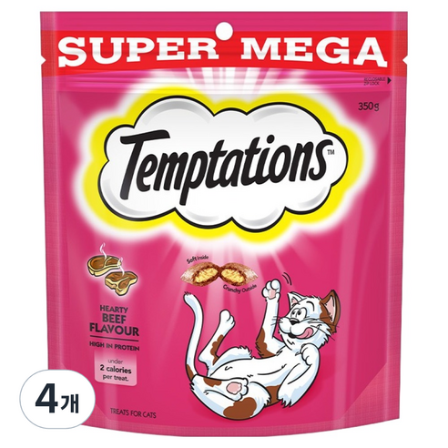 템테이션 고양이 풍미가득 간식, 소고기맛, 350g, 4개