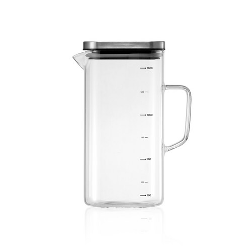 르베르폴리세 스텐 뚜껑 사각 내열 물병, 투명, 1600ml, 1개