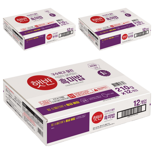 햇반 흑미밥, 210g, 36개