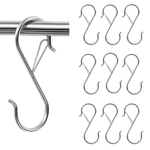 디오셀 낙하방지 잠금형 S고리 후크, 실버, 10개