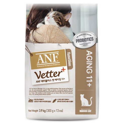 ANF 베터플러스 캣 기능성 사료 에이징 11+, 시니어, 3.9kg, 1개 시니어, 3.9kg, 1개