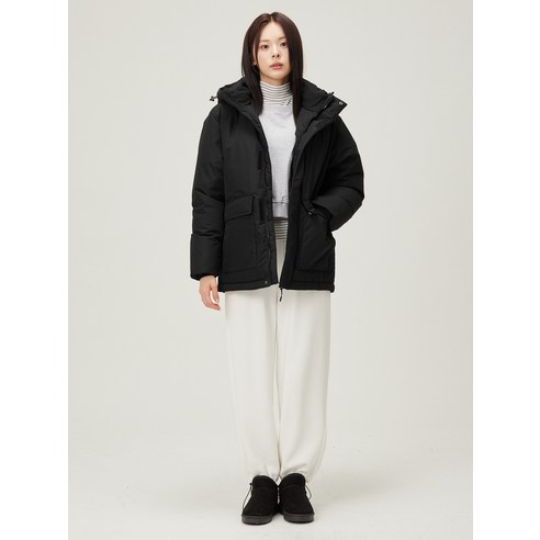 캐럿 남녀공용 프리미엄 기능성 덕다운 하프패딩 방수 기능 시연 이미지