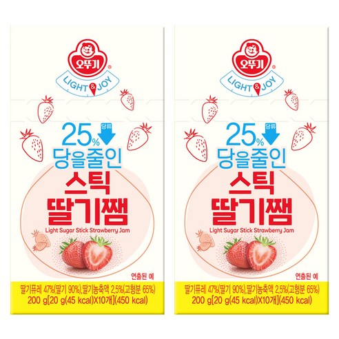 오뚜기 라이트앤조이 당을줄인 스틱딸기잼, 20g, 20개