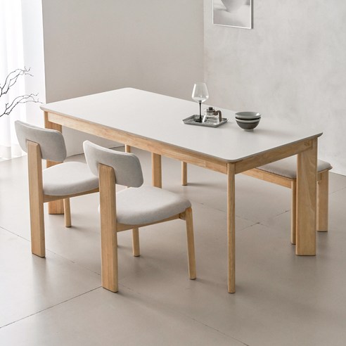 폴인퍼니 지아노 포세린 세라믹 식탁 1600 + 의자2p + 벤치 세트 4인용 방문설치