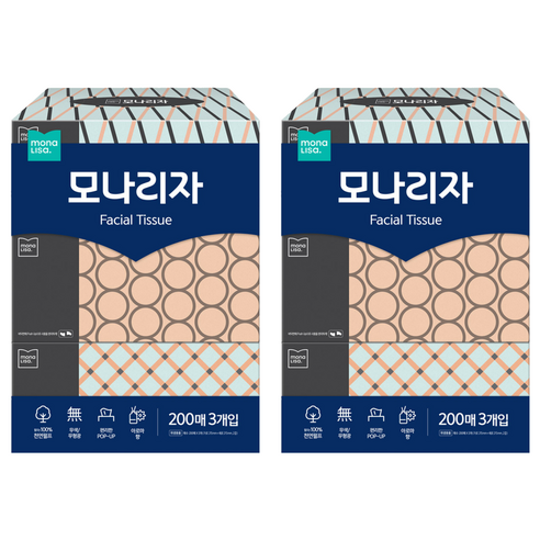 모나리자 펄프 미용티슈 2겹 200매, 6개 이미지