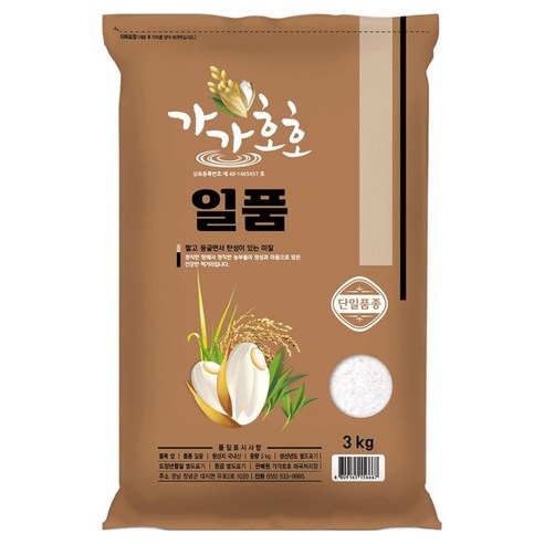 가가호호 일품 쌀, 3kg, 1개, 특등급