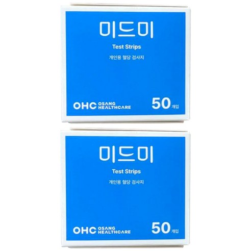 미드미 개인용 혈당 검사지, 2개, 50매입
