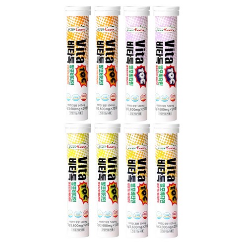 에버틴 비타톡 발포 비타민C 레몬맛+오렌지맛+청포도맛+블루베리맛, 80정, 2세트