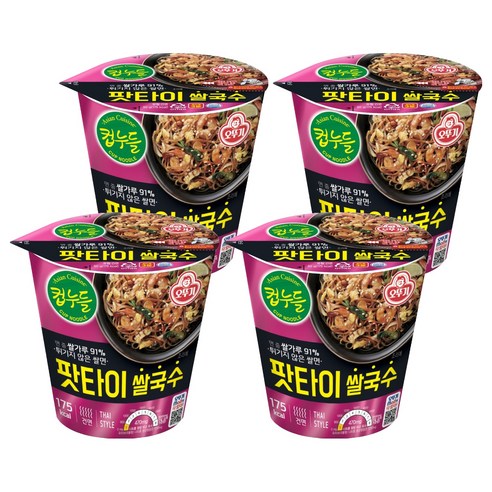 오뚜기 컵누들 팟타이 쌀국수, 50g, 4개