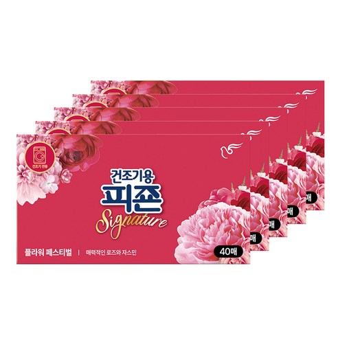 피죤 건조기용 시트 섬유유연제 플라워 페스티벌 본품 130개입 × 4개