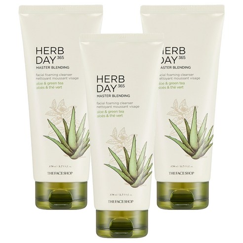 더페이스샵 허브데이 마스터 블렌딩 페이셜 클렌징폼 알로에, 170ml, 3개 170ml, 3개