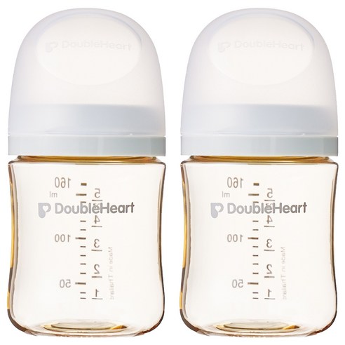 더블하트 모유실감 3세대 PPSU 노꼭지 젖병 트윈팩, 새벽그레이, 160ml, 2개