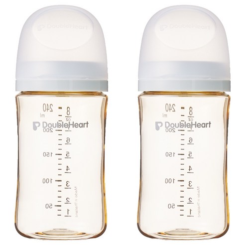 더블하트 모유실감 3세대 PPSU 노꼭지 젖병 트윈팩, 2개, 240ml, 새벽그레이