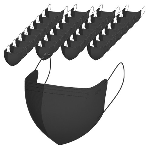 가드데이 KF94 새부리형 황사방역 컬러 마스크 대형, 검정색, 1개, 100매입