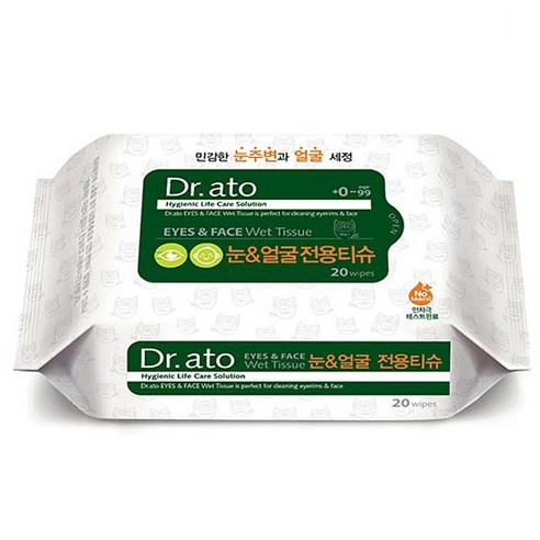 닥터아토 눈&얼굴 전용티슈 휴대용, 60g, 20매입, 1개