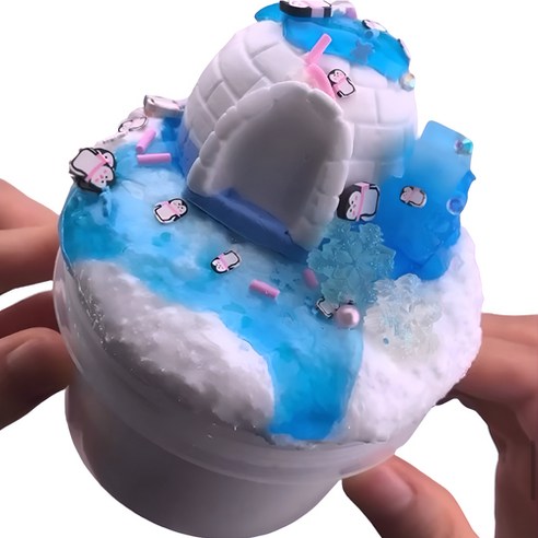 에밀리슬라임 펭글루 눈꽃 슬라임, 화이트앤블루, 320g, 1개