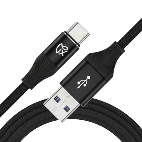 언박싱 브랙스 USB to C타입 패브릭 고속 충전 케이블, 1개, 블랙, 2m