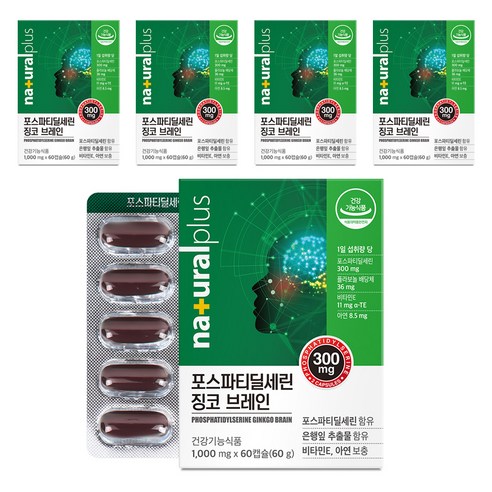 내츄럴플러스 포스파티딜세린 징코 브레인 60g, 60정, 5개