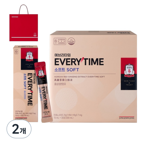 정관장 에브리타임 소프트 10ml X 30포 + 쇼핑백, 300ml, 2개