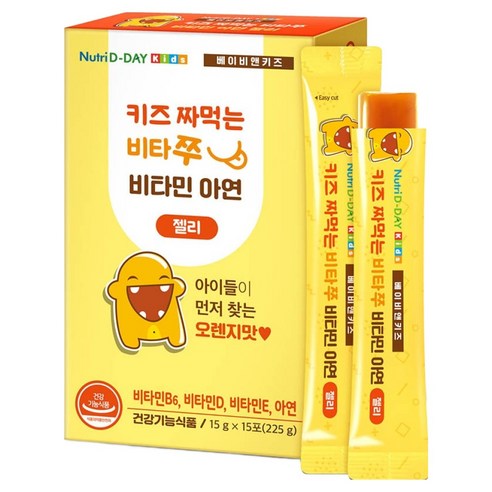뉴트리디데이 키즈 짜먹는 비타쭈 비타민 아연 젤리 15p 225g, 1개 실사용 후기 | 효과 있을까? - 상품 이미지 1