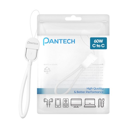 팬텍 C타입-C타입 초고속 충전 휴대용 숏케이블 60W, 1개, 화이트, 16.5cm