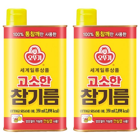 오뚜기 고소한 참기름 캔, 350ml, 2개