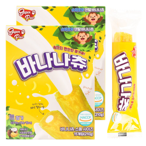 슈퍼포우 강아지 바나나츄 스몰 덴탈껌, 바나나, 210g, 2개