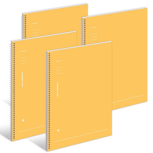 비플라이 7.5mm 라인 노트 190 x 258 mm 4p세트, 옐로우, 1세트
