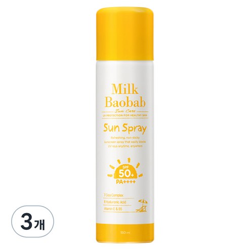 밀크바오밥 선스프레이 SPF50+ PA++++, 3개, 150ml