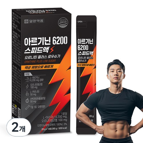 일양약품 아르기닌 6200 스피드액 오르니틴 플러스 로우 슈가 14p, 280g, 2개
