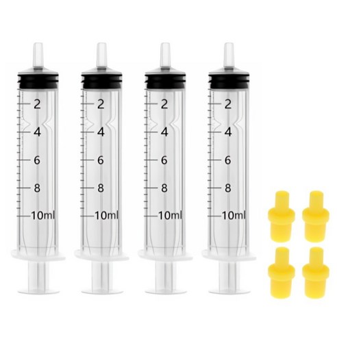 다온셀렉트 무한잉크 노랑 고무 팁 포함 석션 주사기 10ml, 혼합색상, 4개