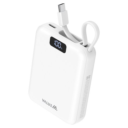 밸류엠 PD 22.5W 고속충전 케이블 일체형 미니 보조배터리 10000mAh C타입