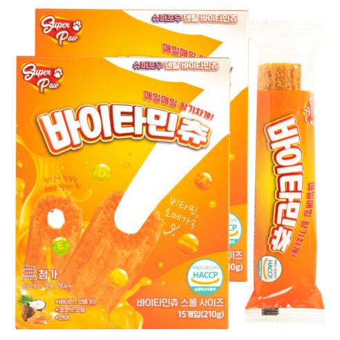 슈퍼포우 강아지 바이타민츄 덴탈껌 S, 비타민, 210g, 2개