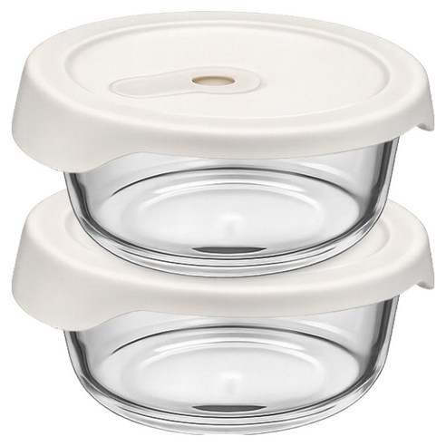 발룬피니 내열강화유리 오븐렌지 밥용기 원형, 2개, 400ml