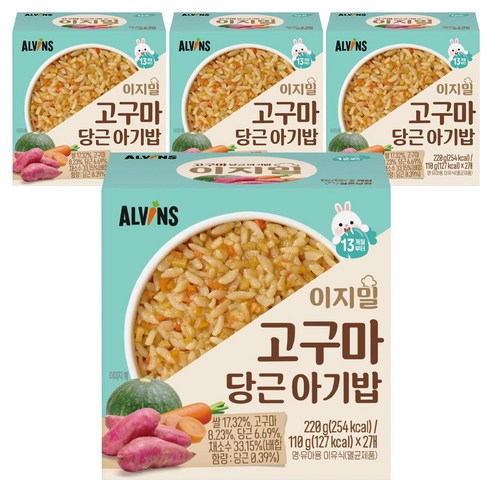 엘빈즈 이지밀 실온 이유식 완료기 13개월이상 2p, 고구마당근, 220g, 4개