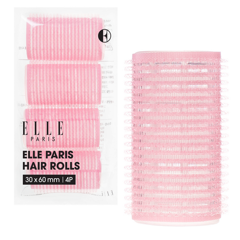ELLE PARIS 볼륨 헤어롤 앞머리 구르프 대형 (30 x 60 mm), 4개, 핑크