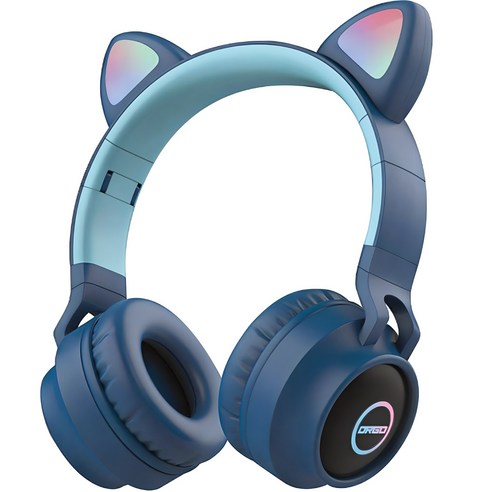 디알고 LED 라이트닝 키즈 고양이귀 블루투스 헤드폰