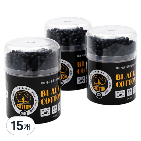 올웨일리 블랙코튼 면봉 26TSP3681, 15개, 100개입