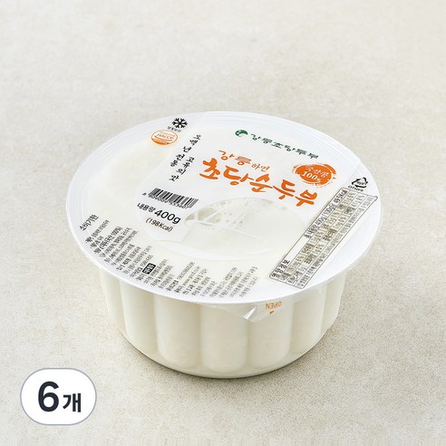 강릉초당두부 국내산 콩 강릉하면 초당 순두부, 400g, 6개