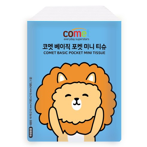 코멧 베이직 천연펄프 3겹 포켓티슈 10매, 60개 이미지 2