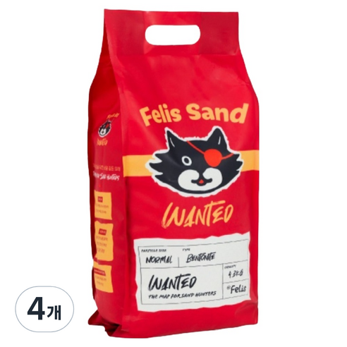 닥터펠리스 응고형 원티드 고양이 모래, 4.3kg, 4개, 무향