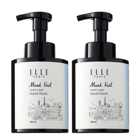 엘르 퍼퓸 버블 핸드워시 화이트머스크, 2개, 500ml